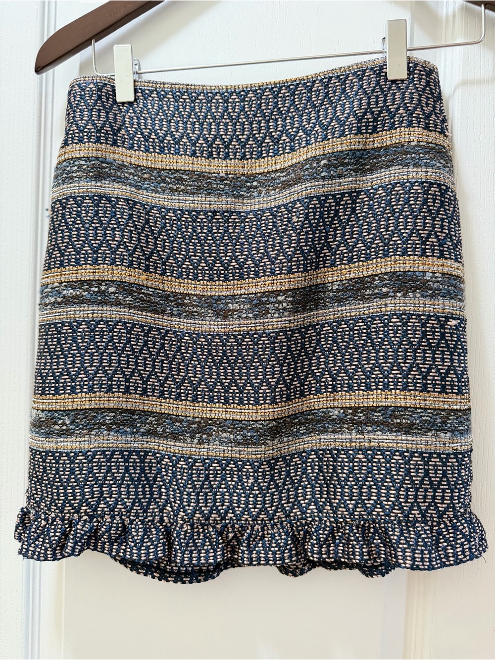 Mango Navy Blue Mini Skirt with Gold Stripe Detail